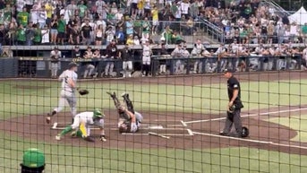 Collision At The Plate Between Oregon, Utah Valley Leads To Social Media Firestorm During NCAA Tournament

Via: Rian Winter