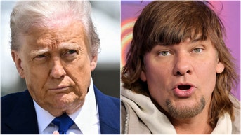 Comedian Theo Von surprised the troops in Qatar during a visit with President Donald Trump. Watch a video of his performance. (Photo by BRENDAN SMIALOWSKI/AFP via Getty Images and Photo by Dia Dipasupil/Getty Images)