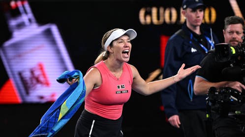 American tennis star Danielle Collins yells at crowd