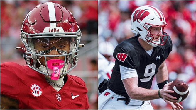 The Alabama/Wisconsin game in Tuscaloosa will kick at 11:00 a.m. local time and noon EST. What are the reactions from fans? Why is the game early? (Credit: Photo by Kevin C. Cox/Getty Images and Photo by Ross Harried/NurPhoto via Getty Images)