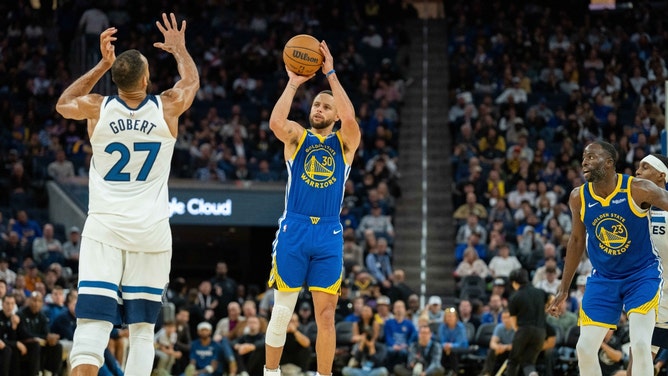 The Golden State Warriors visit the Minnesota Timberwolves Tuesday for Game 1 of the Western Conference Semifinals in the 2025 NBA Playoffs. (Photo credit: Neville E. Guard-Imagn Images)