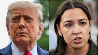 President Donald Trump released a lengthy statement on Truth Social roasting Alexandria Ocasio-Cortez, Jasmine Crockett and other Democrats. Read his entire post. Photographer: Al Drago/Bloomberg via Getty Images and Photo by Tasos Katopodis/Getty Images)