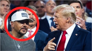 Country music star Jason Aldean says he'll sometimes randomly call and text President Donald Trump. Watch a video of his comments. (Tom Williams/CQ Roll Call via Getty Images)