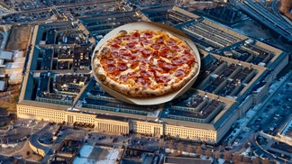 Pentagon aerial with pizza