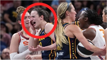 People on social media are reacting to Caitlin Clark getting hit in the eye and hit to the ground against the Connecticut Sun. Watch a video of the play. What happened? (Photo by Dylan Buell/Getty Images)