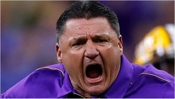 Former LSU coach Ed Orgeron wasn't happy with an Alabama fan who said "Roll Tide!" (Photo by Jonathan Bachman/Getty Images)