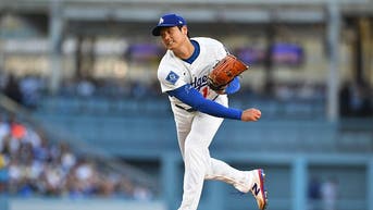 Shohei Ohtani pitching for the Los Angeles Dodgers