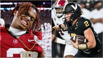 Alabama star Ryan Williams says the Crimson Tide will crush Vanderbilt when they play in 2025. (Photo by Carly Mackler/Getty Images and Photo by Todd Kirkland/Getty Images)