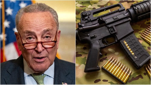 Senator Chuck Schumer openly lied about firearms and suppressors. Watch a video of his comments. What did he say? (Photo by Kent Nishimura/Getty Images and Getty Images Creatives)
