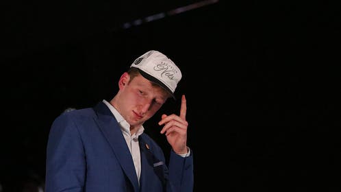 Danny Wolf of the Brooklyn Nets wearing a hat