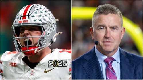 Kirk Herbstreit revealed former Ohio State QB Will Howard received death threats after the Buckeyes lost to Oregon. Watch a video of his comments blasting the insanity of the situation. (Photo by Matthew Visinsky/Icon Sportswire via Getty Images and Photo by Todd Kirkland/Getty Images)