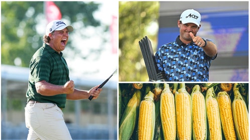 Patrick Reed and Aldrich Potgieter celebrating wins