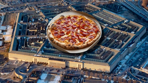 Pentagon aerial with pizza