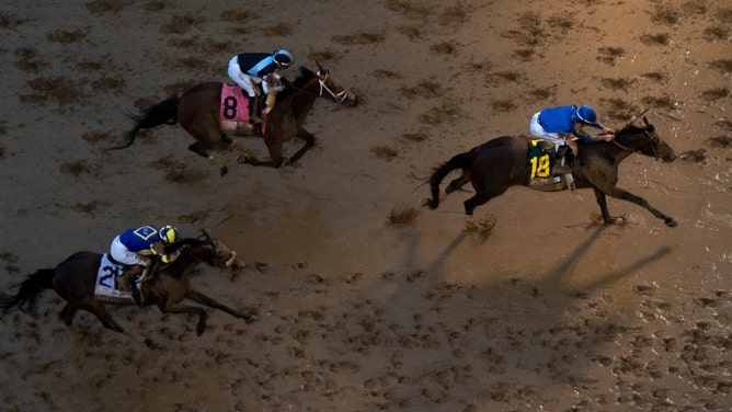 The 2025 Belmont Stakes features a rematch between the top-three finishers in the Kentucky Derby, Sovereignty, Journalism, and Baeza. (Photo Credit: Albert Cesare/USA TODAY NETWORK via Imagn Images)