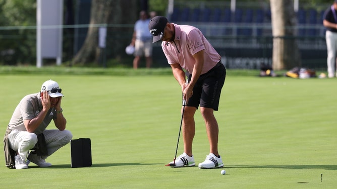 Xander Schauffele on the practice green for the 2025 U.S. Open at Oakmont Country Club.
(Photo credit: Bill Streicher-Imagn Images)
