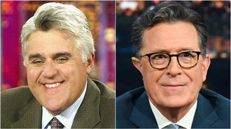 Jay Leno shared some solid thoughts about comedy and politics after CBS canceled Stephen Colbert's show. What did he say? Can comedy and politics mix? (Photo by Scott Kowalchyk/CBS via Getty Images and Photo by Kevin Winter/Getty Images)