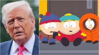 "South Park" creators Trey Parker and Matt Stone made their first public comments about the shocking episode targeting President Donald Trump. They also revealed they made a fake promo. (Credit: Paramount+ and (Photo by Anna Moneymaker/Getty Images)