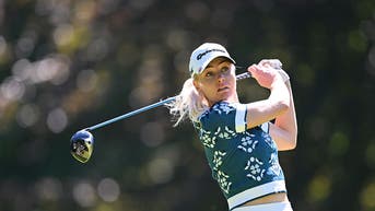 Charley Hull hitting a driver