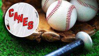 Carolina Hurricanes logo and baseball equipment