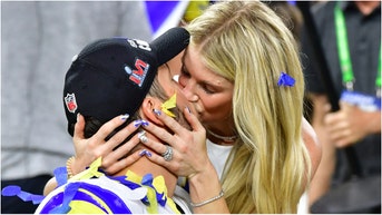 Matthew Stafford's wife Kelly revealed the prenup the two have is "very generous" and was the right thing for them. Watch a video of her comments. (Photo by FREDERIC J. BROWN/AFP via Getty Images)