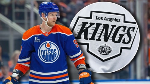 Corey Perry and a Los Angeles Kings logo
