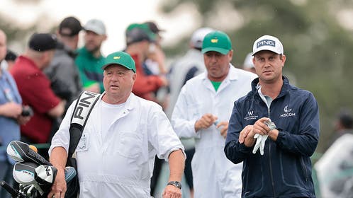 Harris English and his caddie, Eric Larson, at the Masters