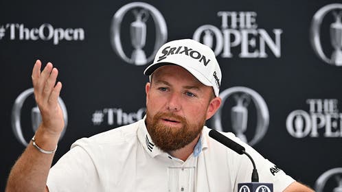 Shane Lowry in the press center at The Open