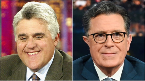 Jay Leno shared some solid thoughts about comedy and politics after CBS canceled Stephen Colbert's show. What did he say? Can comedy and politics mix? (Photo by Scott Kowalchyk/CBS via Getty Images and Photo by Kevin Winter/Getty Images)