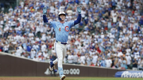 Pete Crow Armstrong of the Chicago Cubs hits a home run