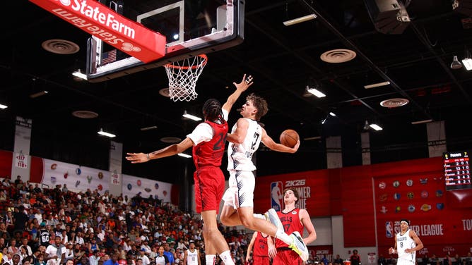 Indiana Pacers forward Johnny Furphy dunked on Chicago Bulls rookie Noa Essengue during an NBA Summer League game and the video and photo of the slam have gone viral.