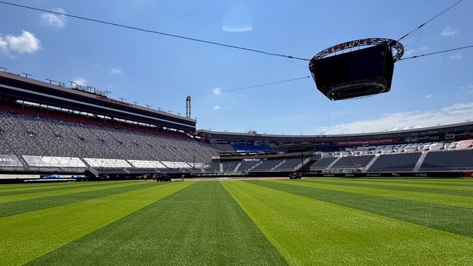 Bristol Motor Speedway has been transformed into a baseball stadium for the Atlanta Braves and Cincinnati Reds.