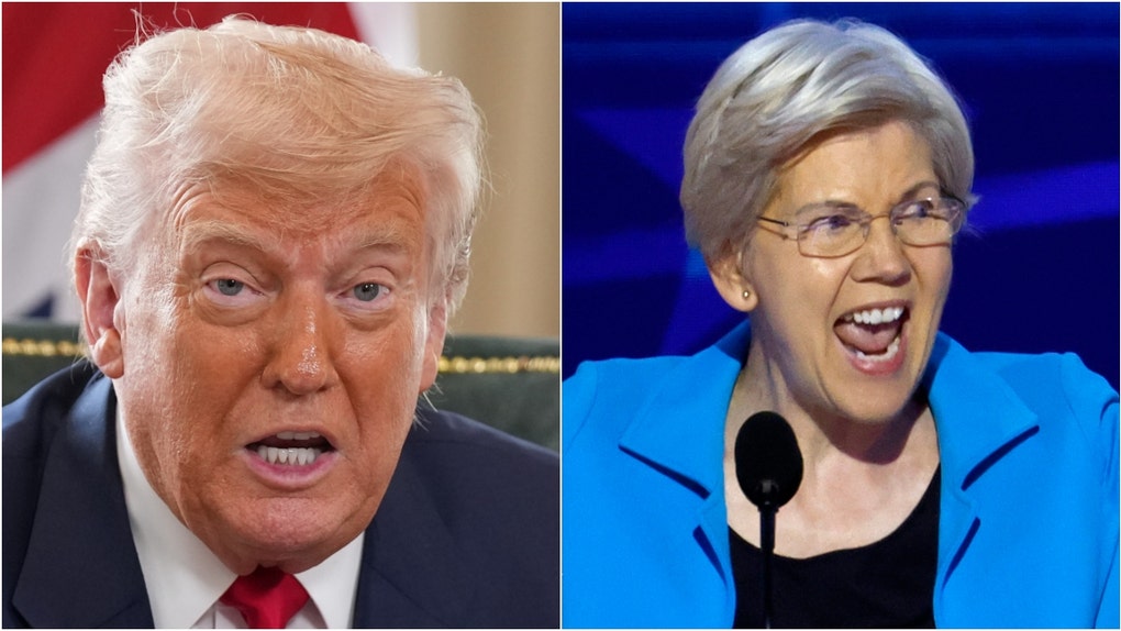 President Donald Trump roasted Elizabeth Warren on Truth Social. He said "She's no Pocahontas." Check out his full message. (Photo by Chip Somodevilla/Getty Images and Photo by Andrew Harnik/Getty Images)