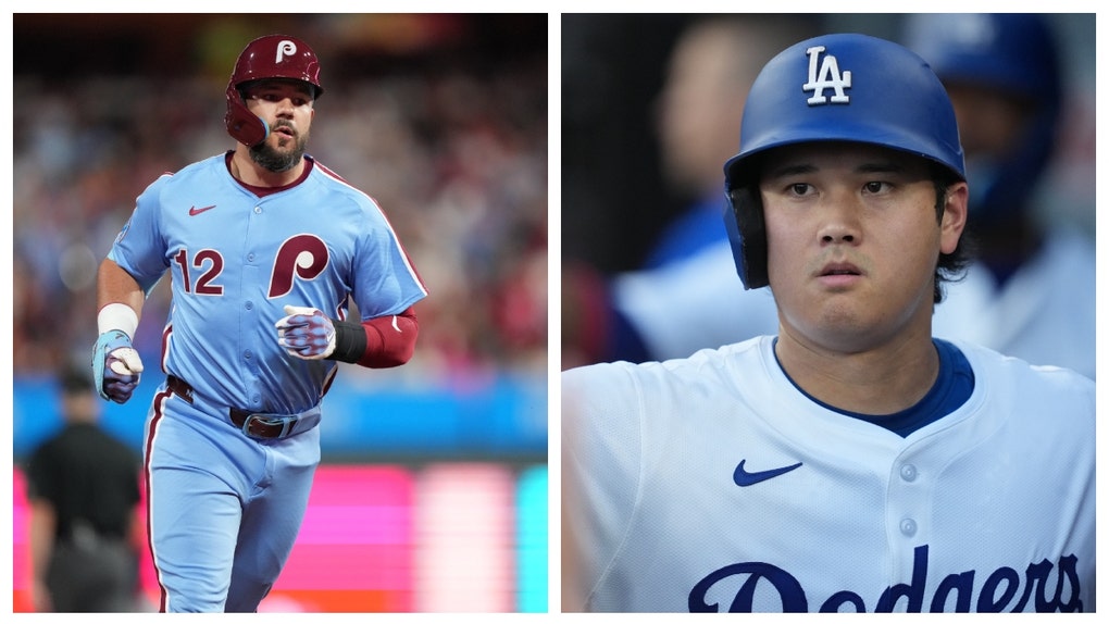Kyle Schwarber of the Philadelphia Phillies and Shohei Ohtani