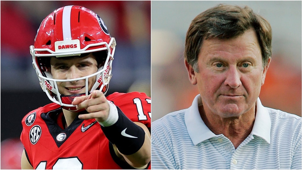 Steve Spurrier hit Stetson Bennett with a random stray comment. (Photo by Kevin C. Cox/Getty Images and Photo by Brian Bahr/Getty Images)