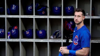 Kyle Tucker in the Chicago Cubs dugout