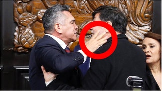 Lawmakers in Mexico got into a huge fight following a heated debate about the United States striking drug cartels. What happened? Watch a video of the fight. (Photo by STRINGER/AFP via Getty Images)