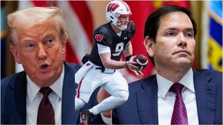 Marco Rubio suggested President Donald Trump sign an executive order banning weddings during college football season. Watch a video of his comments. (Photo by Ross Harried/NurPhoto via Getty Images and Photo by Chip Somodevilla/Getty Images and Aaron Schwartz/CNP/Bloomberg via Getty Images)