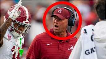 Social media is destroying Alabama coach Kalen DeBoer after the Crimson Tide lost to Florida State. Check out the reactions on social media. (Photo by Chris Leduc/Icon Sportswire via Getty Images)