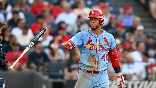Wilson Contreras tosses bat.