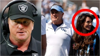 Jon Gruden sarcastically took a shot at the behavior of UNC coach Bill Belichick and his girlfriend Jordon Hudson. Watch a video of his comments. What did he say? (Photo by Ethan Miller/Getty Images and Photo by Lance King/Getty Images)