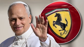 Pope Leo and Ferrari logo