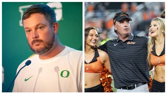 Dan Lanning, Oregon head coach, and Mike Gundy, Oklahoma State head coach