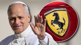 Pope Leo and Ferrari logo