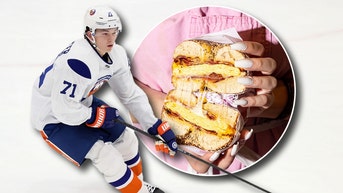 Matthew Schaeffer and a bagel sandwich