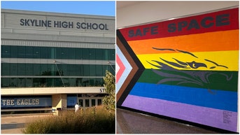 Skyline High School exterior and an interior ‘Safe Space’ mural; article on MHSAA rules and volleyball eligibility.