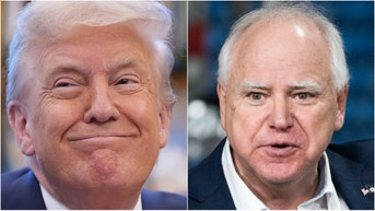 Minnesota Governor Tim Walz joked about rumors that President Donald Trump had died. Watch a video of his comments. (Photo by Andrew Harnik/Getty Images and Photo by Stephen Maturen/Getty Images)