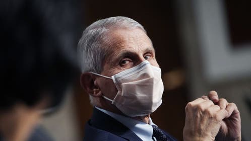 Anthony Fauci wearing a COVID mask