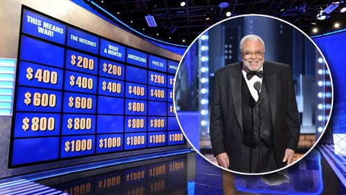 Jeopardy set and James Earl Jones