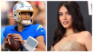 madison beer on sideline with justin herbert pregame