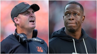 Side-by-side of Bengals head coach Zac Taylor and Falcons head coach Raheem Morris.